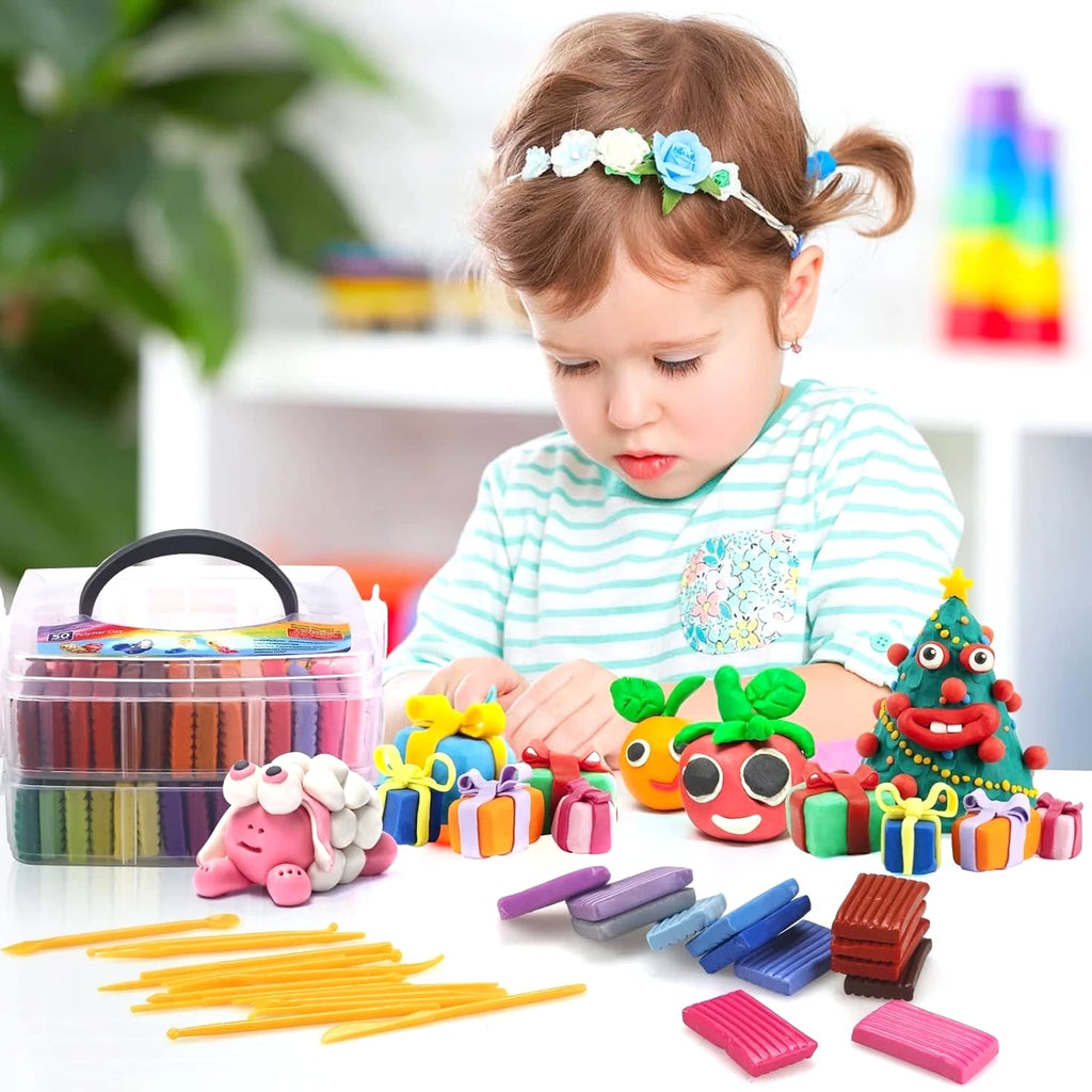 Creative Polymer Clay Starter Set - 50 Colors for Kids Age 4+ - Fun & Engaging