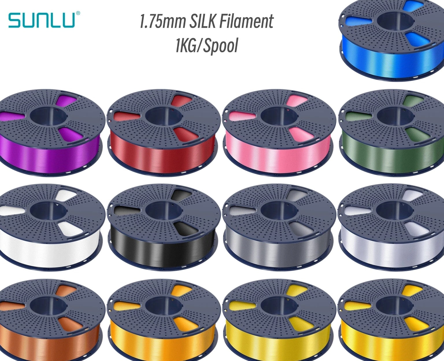 SUNLU 1.75mm PLA+ SILK Filament Neatly Wound vacuum packing Shiny Filaments
