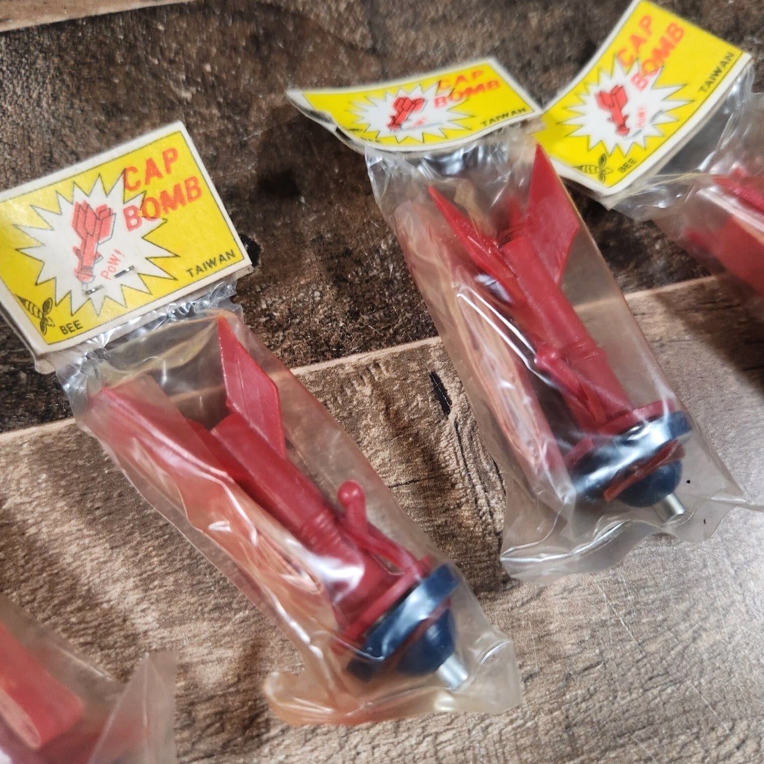 Vintage Lot Of 5 1960s Bee Cap Bomb Toys Missles Shaped Brand New NOS Retro Red