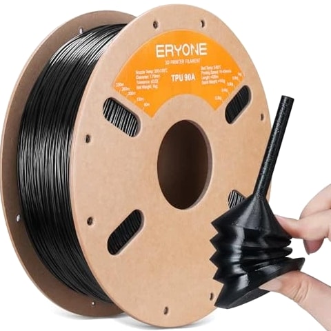 TPU Filament 1.75mm +/-0.03mm, Flexible TPU 90A 3D Printer Filament 1KG Black