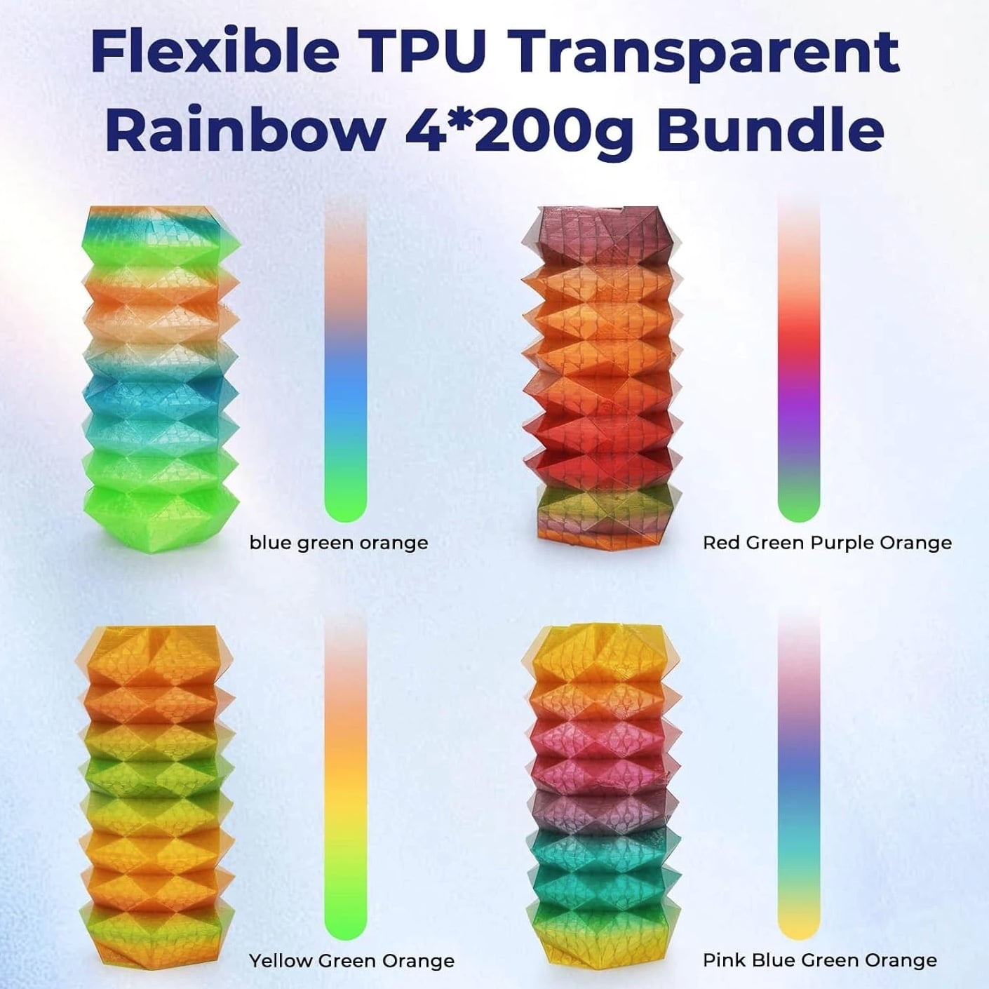 Color Change Flexible TPU 3D Printer Filament Set