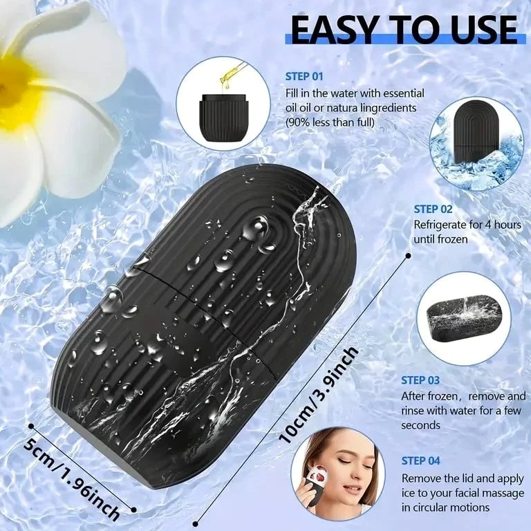 Reusable Silicone Ice Roller for Face & Eyes - Puffiness Reducer Facial Massage