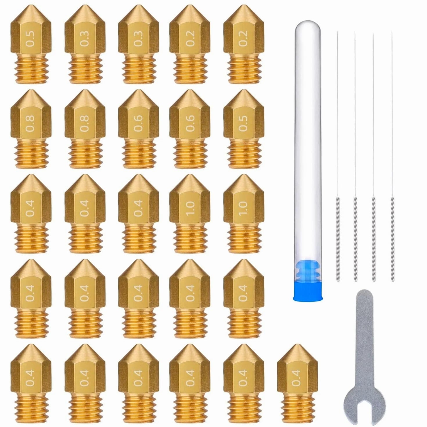 ELEGOO 26-Piece Nozzles Multi-Size 3D Printer Brass Hotend Nozzles Neptune 3 Series