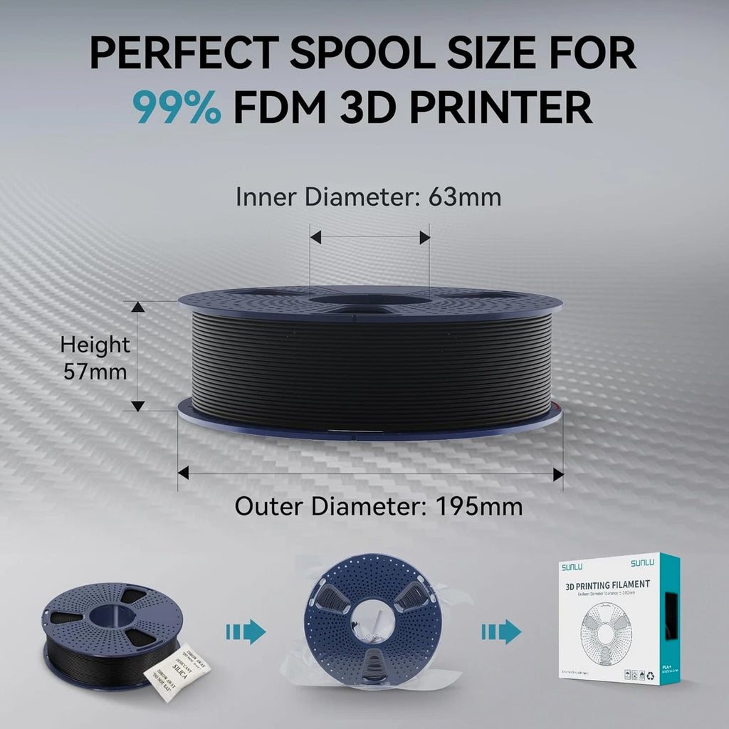 SUNLU 1.75mm PETG Carbon Fiber Filament High Impact Strength 1KG Matte Black