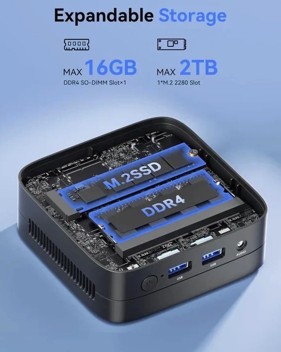 NiPoGi AK1Plus Mini PC Intel N100 16GB RAM 512GB M.2 SSD Win 11 Pro