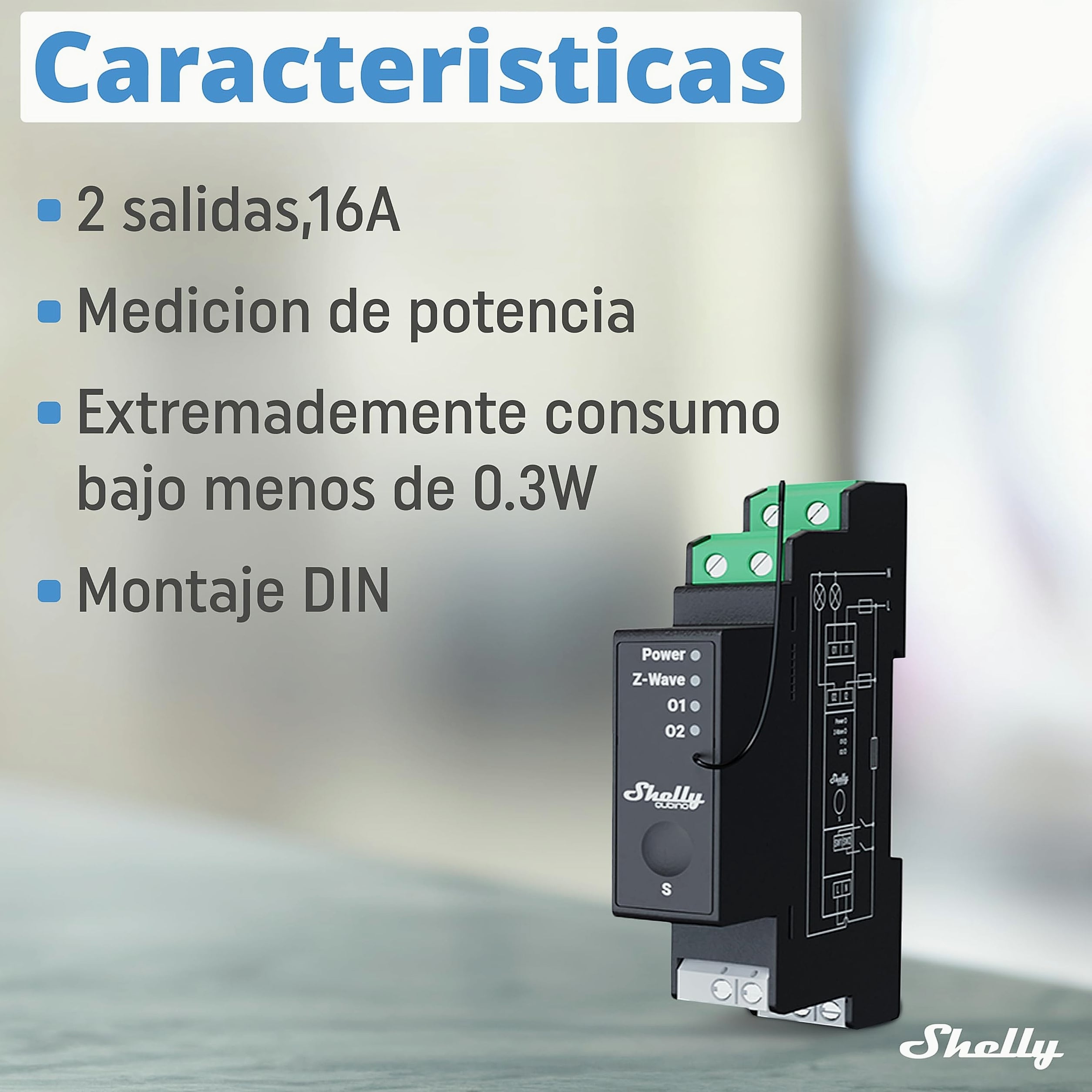 Shelly Wave Pro 2PM Z-Wave Smart Switch DIN Rail Relay