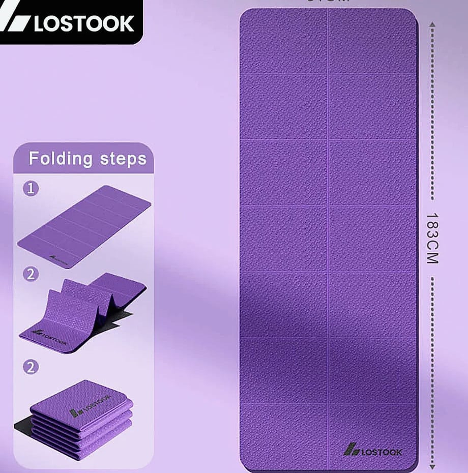 Lostook 4mm TPE Foldable Yoga Mat for Home Workouts