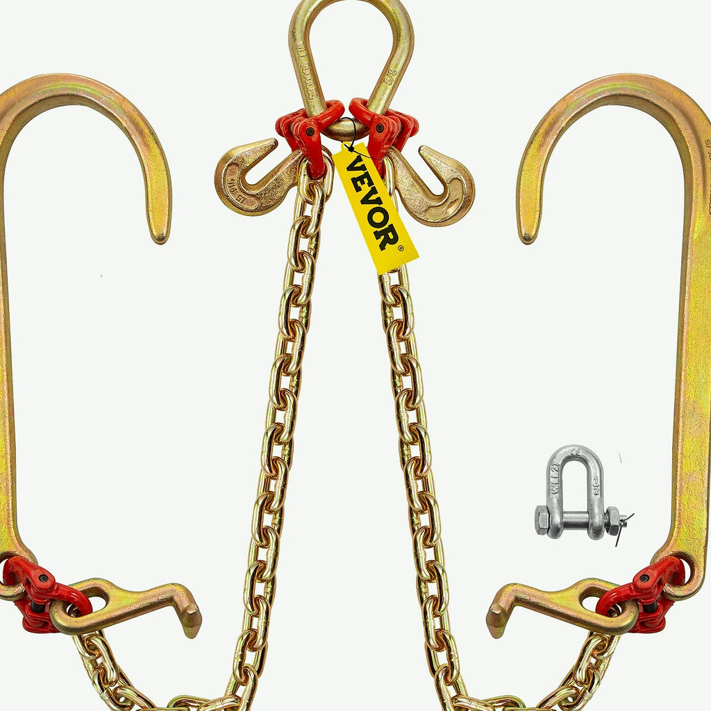 SucceBuy G80 V Bridle Chain 5/16" x 2' Towing Chain with Hooks