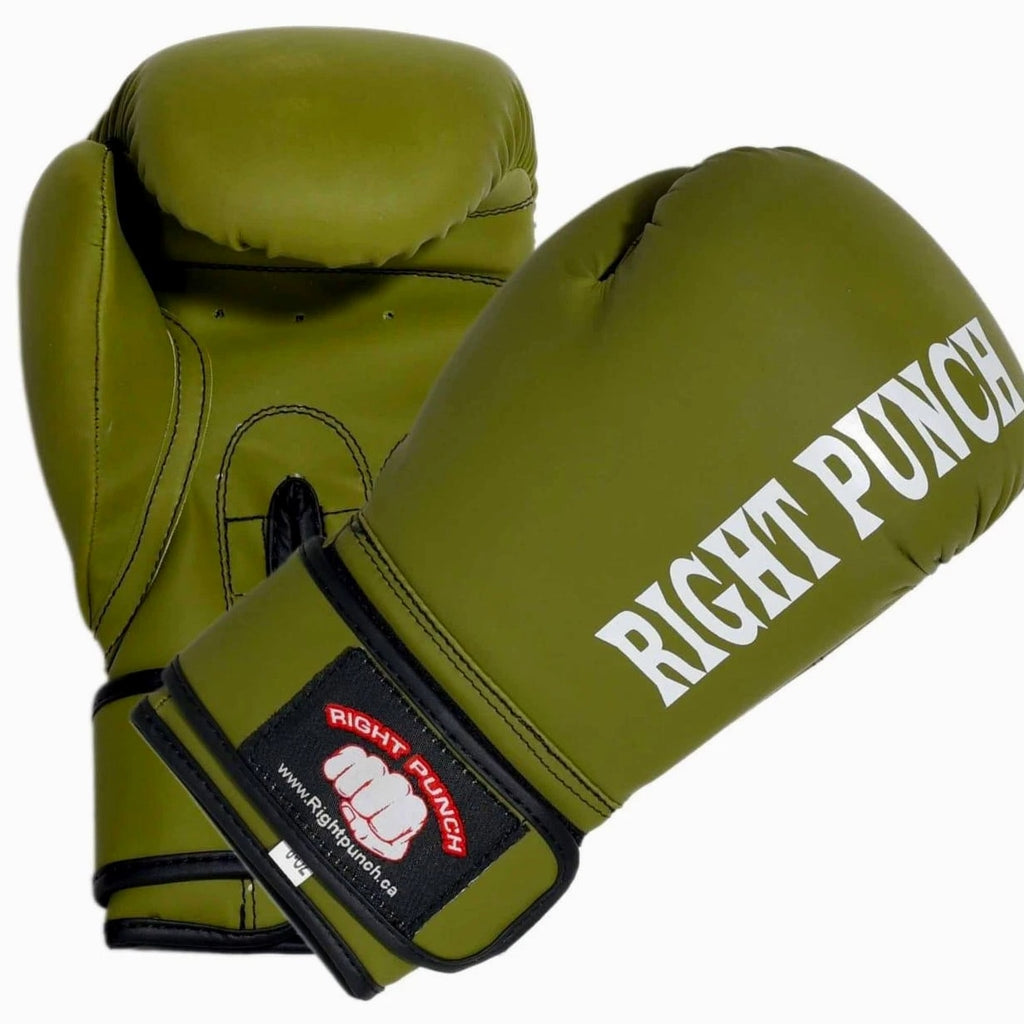 Boxing Gloves Punch Bag Leather Pro Kick Fight Gym Punching Training Mitts olive