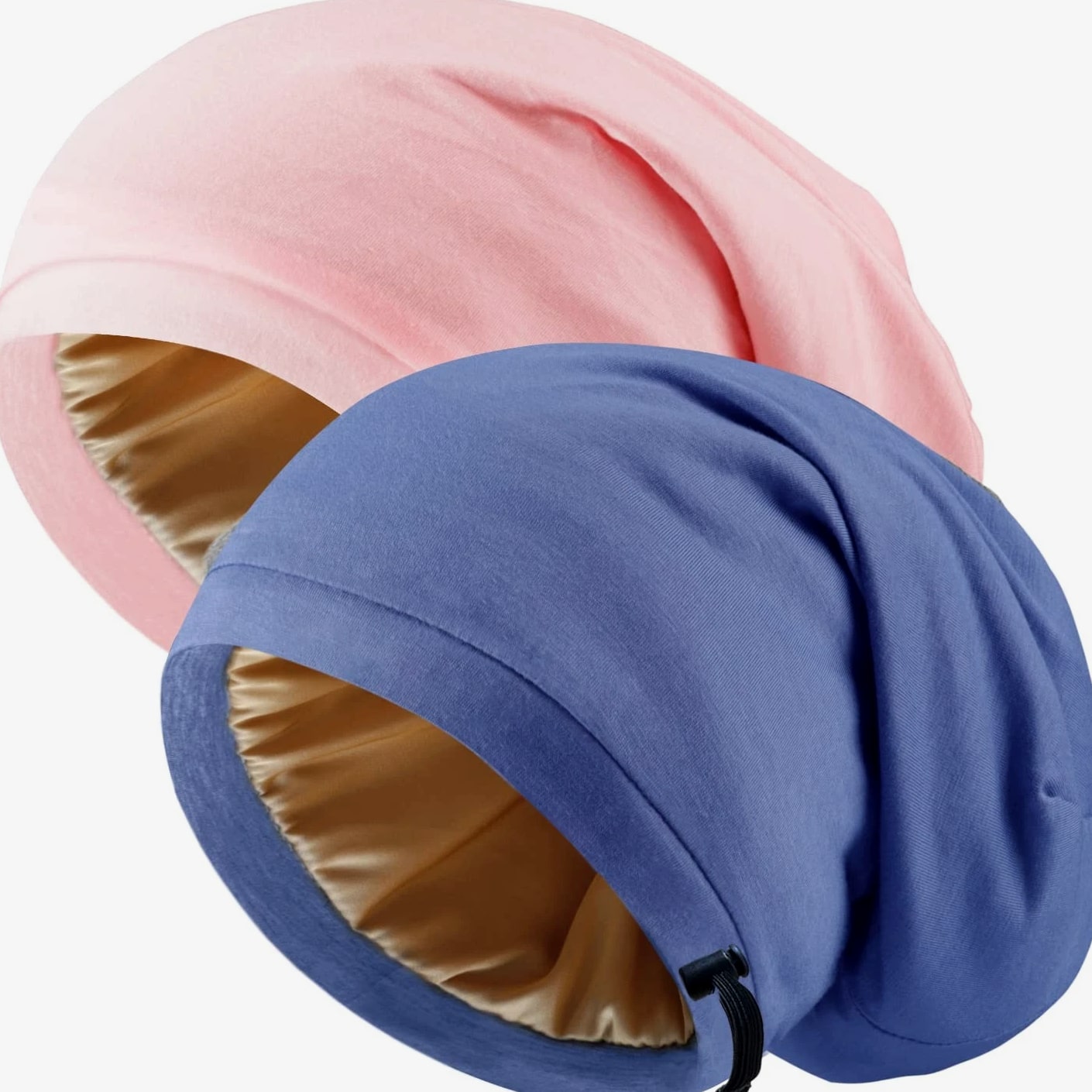 NICPOO Silk Satin Bonnet Hair Wrap for Sleeping, 2 Pcs Medium - Blue & Pink