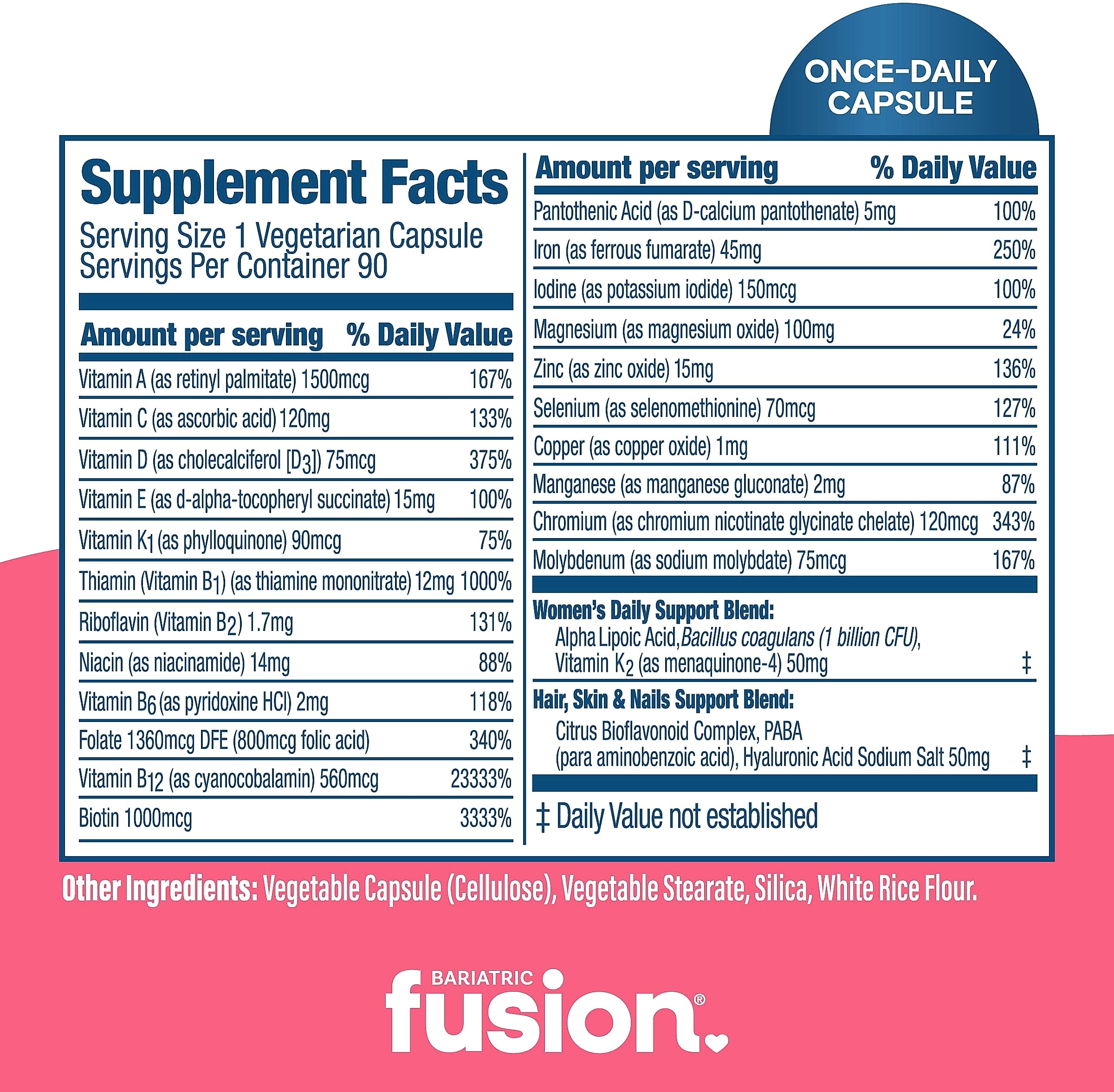 Bariatric Fusion One Per Day Women's Multivitamin with Iron