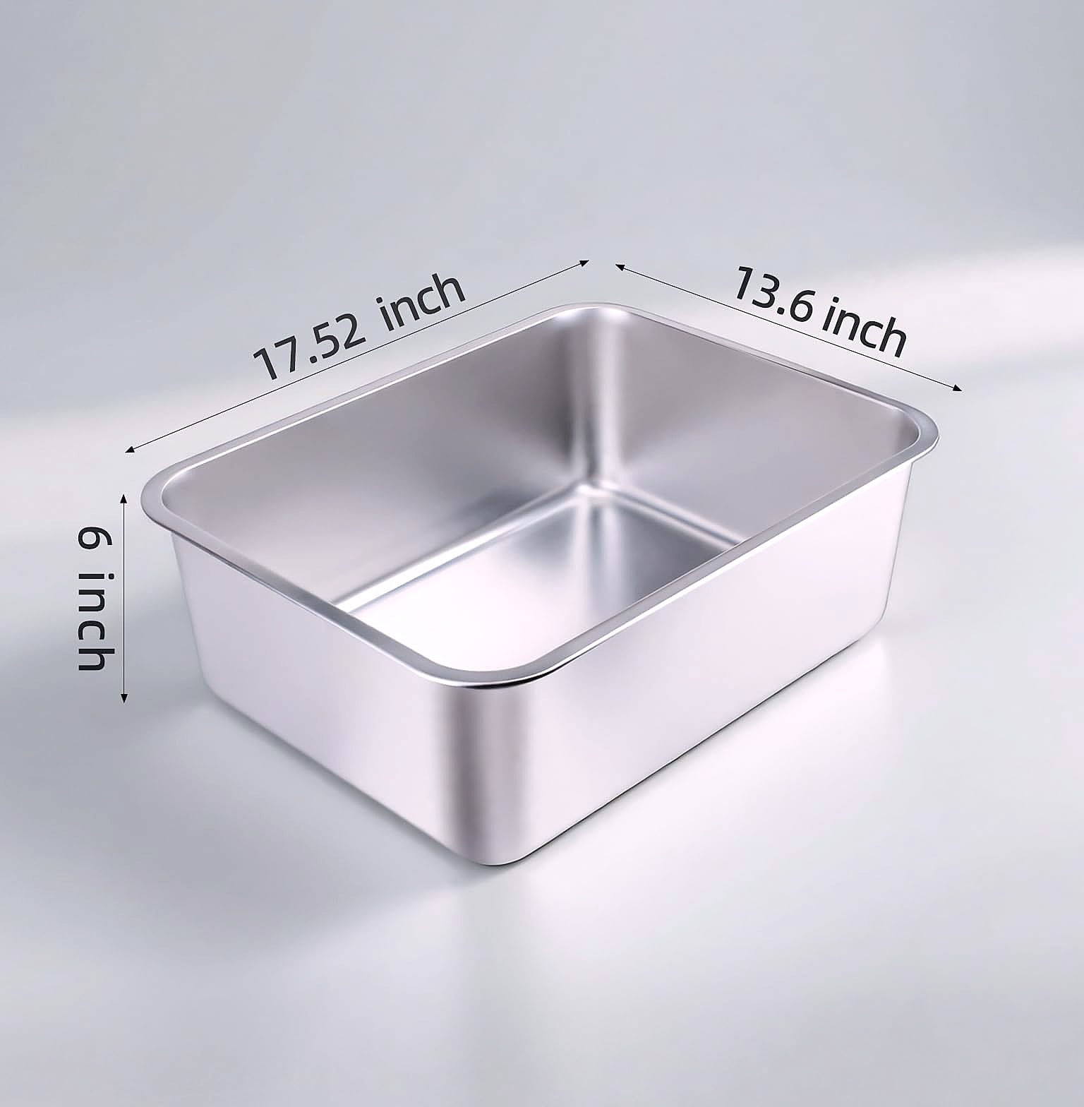 LOPYK Stainless Steel Cat Litter Box, Large 17.7" High-Sided Pan