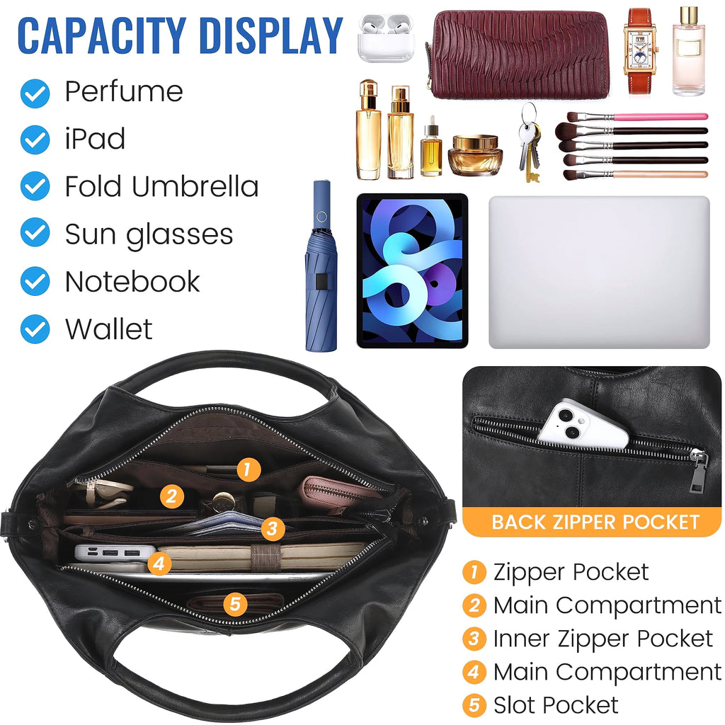 KOGTLA Medium Vegan Leather Handbag with Detachable Satchel Strap