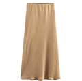 Willshela Women's Satin Pleated Midi Skirt Elastic Waist