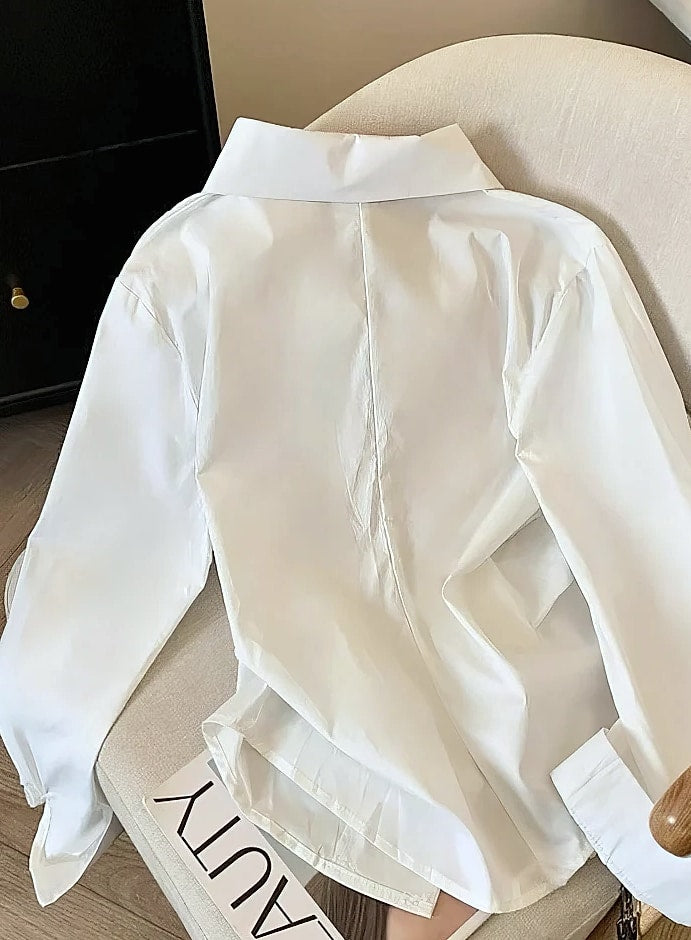 Nevettle Irregular Long Sleeve Polo Shirt Women Tunic