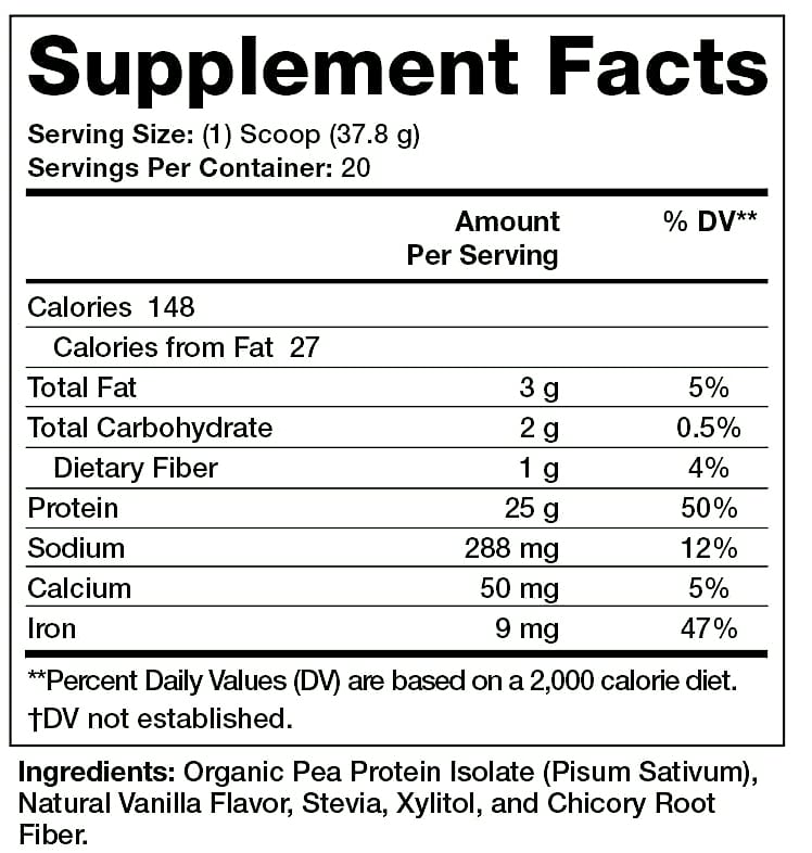 Olympian Labs Plant Based Pea Protein Powder Vanilla 25g