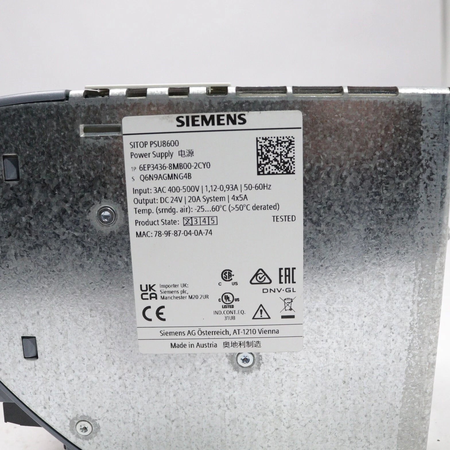 SIEMENS POWER SUPPLY PSU8600 6EP3436-8MB00-2CY0