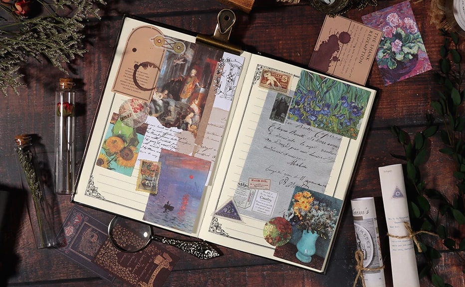 200pcs Vintage Junk Journal Supplies,Scrapbook Supplies Scrapbooking Paper and S