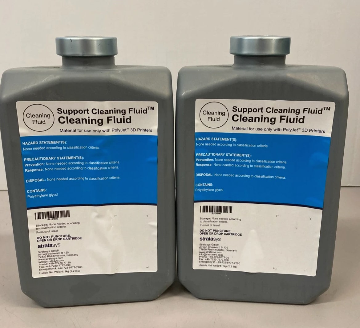Lot Of 2 Stratasys Resins, 2 Support Cleaning Fluid PolyJet 3D Printers