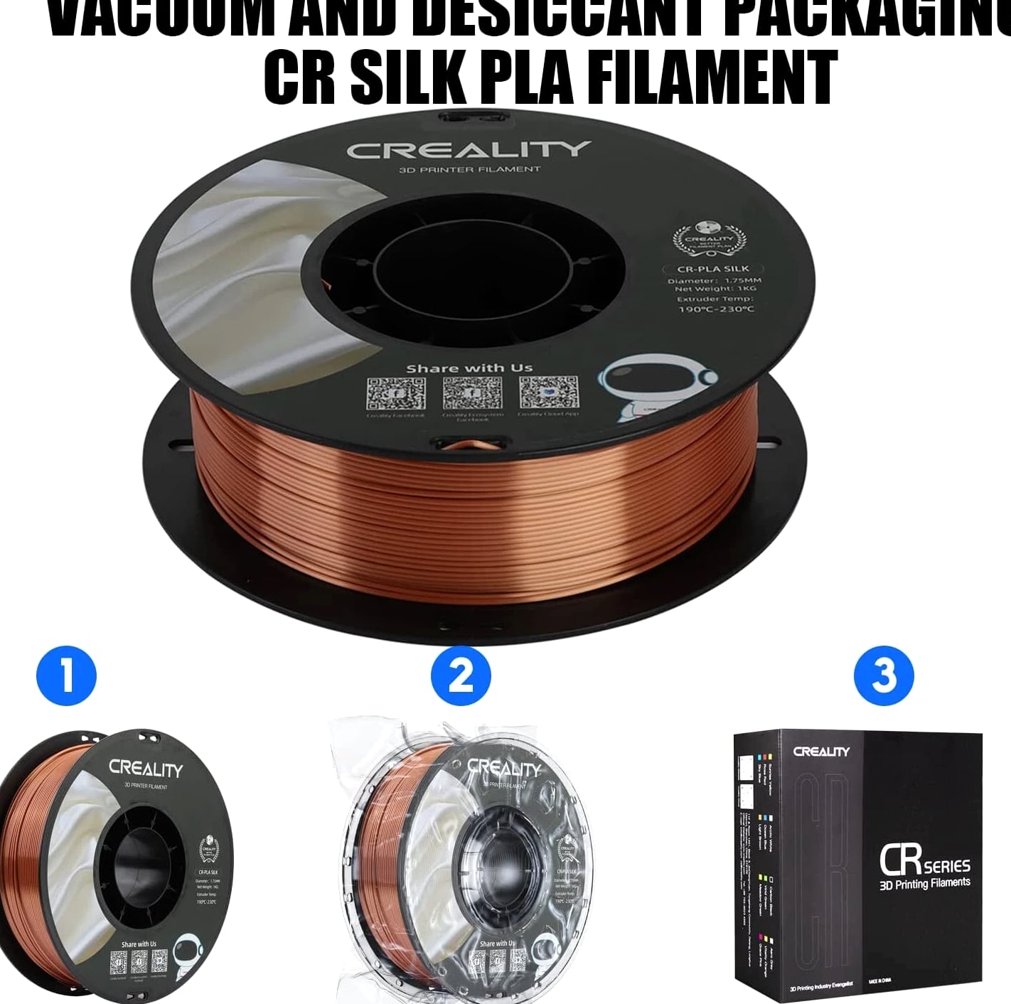 Creality PLA Filament 1.75mm 3D Printer Filament CR-Silk Printing Filament 1kg