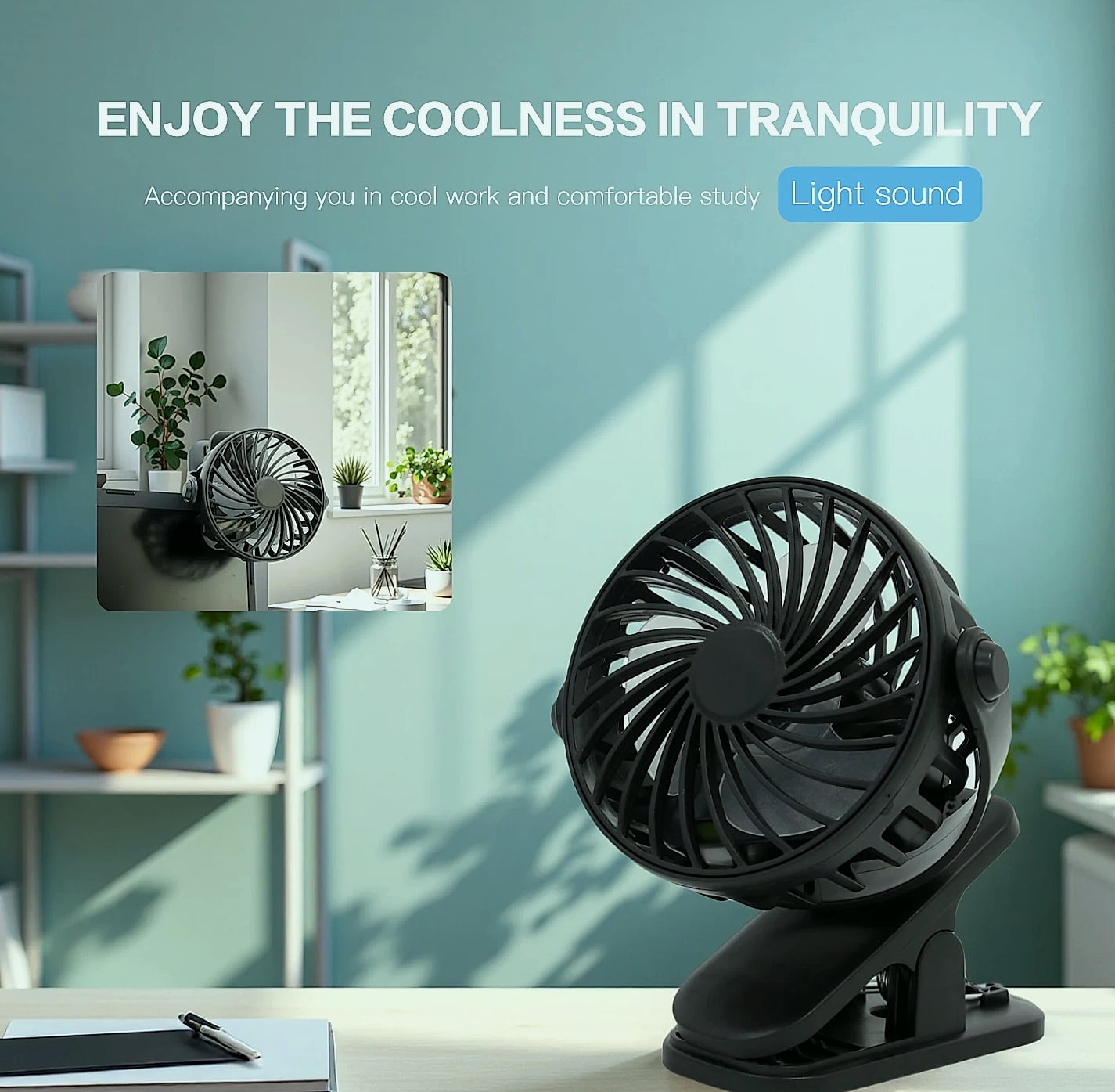 Oeny Mini Clip Fan USB Rechargeable Portable Cooling