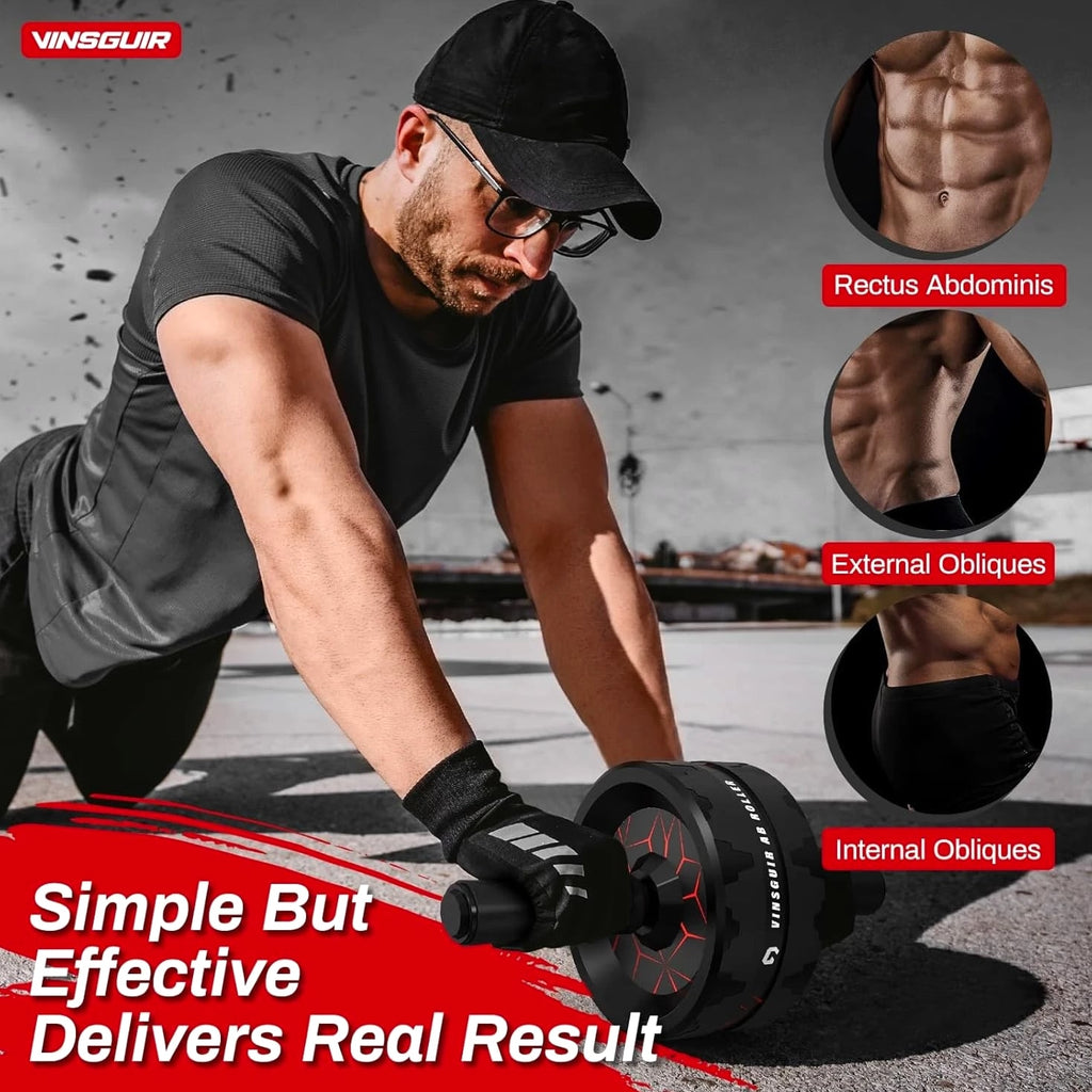 VINSGUIR Ab Roller Wheel, Abs & Core Workout Equipment for Home Gym with Knee Pa