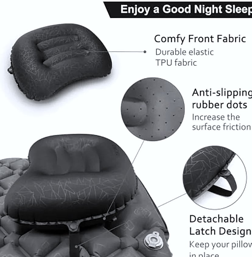 Inflatable Camping Pillow with Neck Lumbar Support