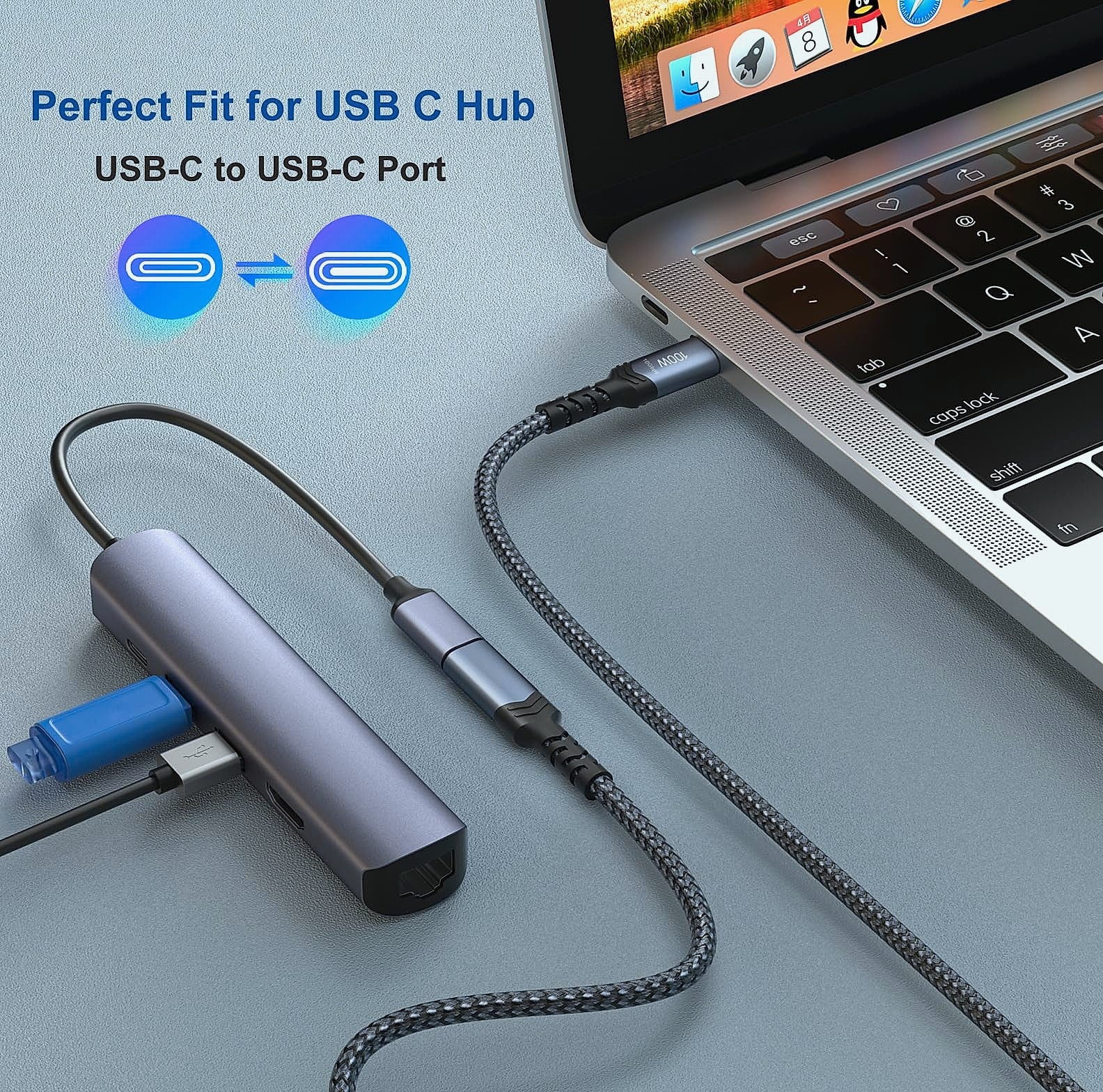 OKRAY USB-C Extension Cable 3.3ft, 100W Fast Charging