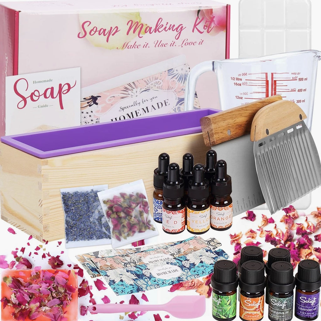 DIY Soap Making Kit, Soap Making Supplies with 3.3 lbs Soap Base, Glass Measure...