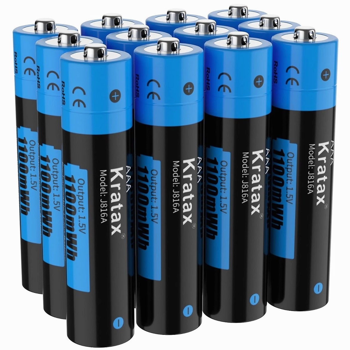 Kratax 1.5V 1100mWh Lithium AAA Batteries Rechargeable AAA Li-ion Batteries Lot