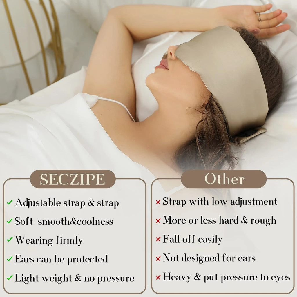 SECZIPE 100% Mulberry Silk Sleep Mask Eye for 1 Count (Pack of 1), Taupe