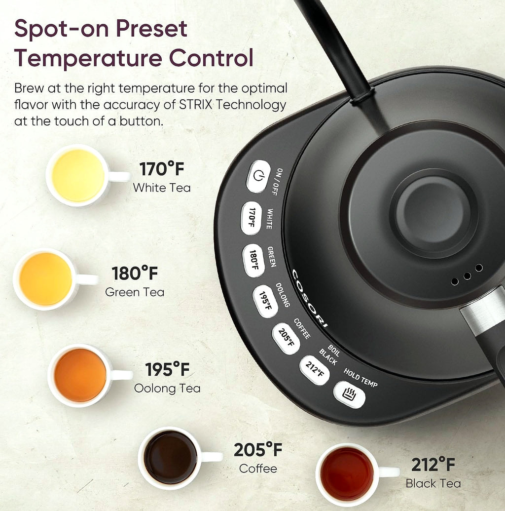 Cosori Electric Gooseneck Kettle, 0.8L Pour Over with Temperature Control