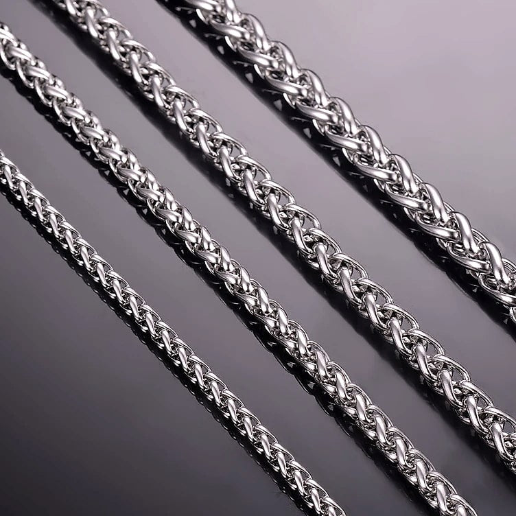 SalaWendy Braided Wheat Chain Necklace Stainless Steel
