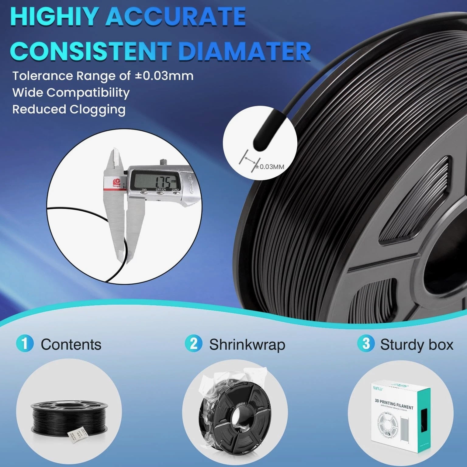 TPU 3D Printer Filament 1.75mm, Fast Speed 95A TPU Filament, 1KG Flexible 3D Printing