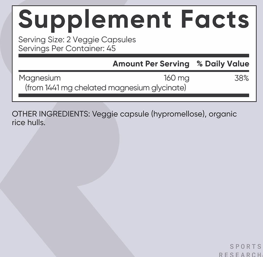 Sports Research Magnesium Glycinate 160mg Sleep Support