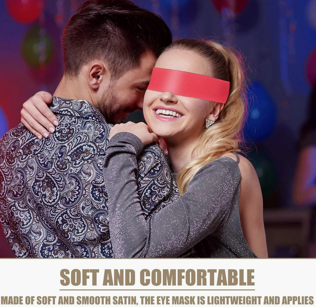 2 Pcs Satin Eye Mask for Sleeping - Silk Blindfold for Women & Men - Adults Coup