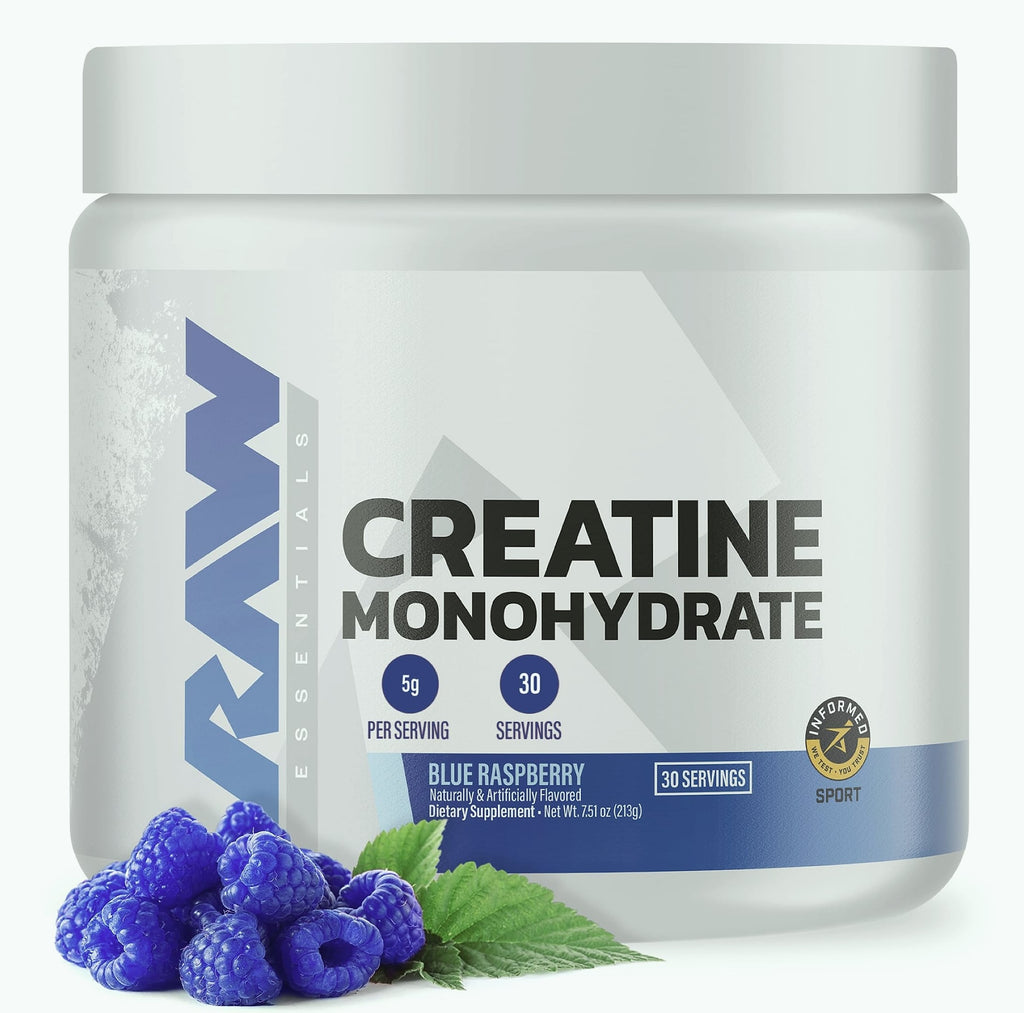 RAW Nutrition Creatine Monohydrate Powder, Unflavored 30 Servings