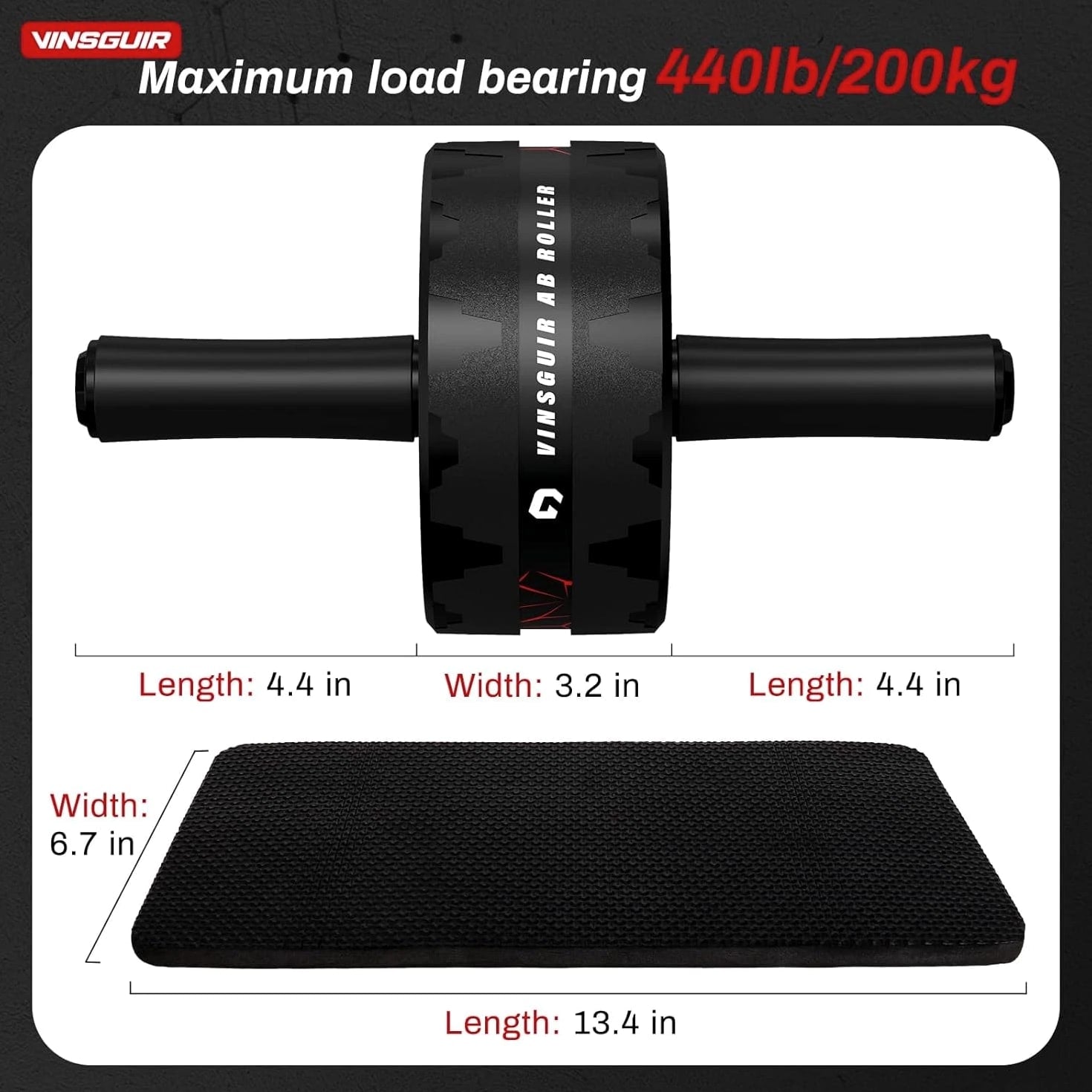 VINSGUIR Ab Roller Wheel, Abs & Core Workout Equipment for Home Gym with Knee Pa