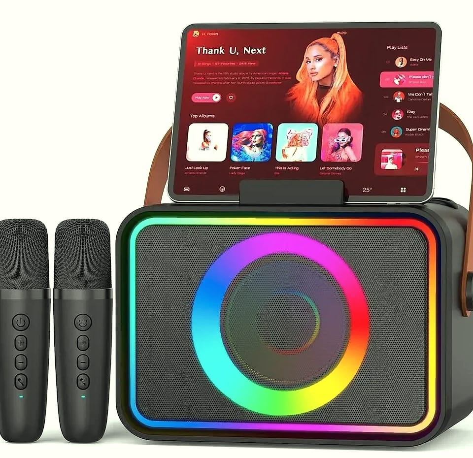 Portable Bluetooth Karaoke Speaker with 2 Wireless Microphones