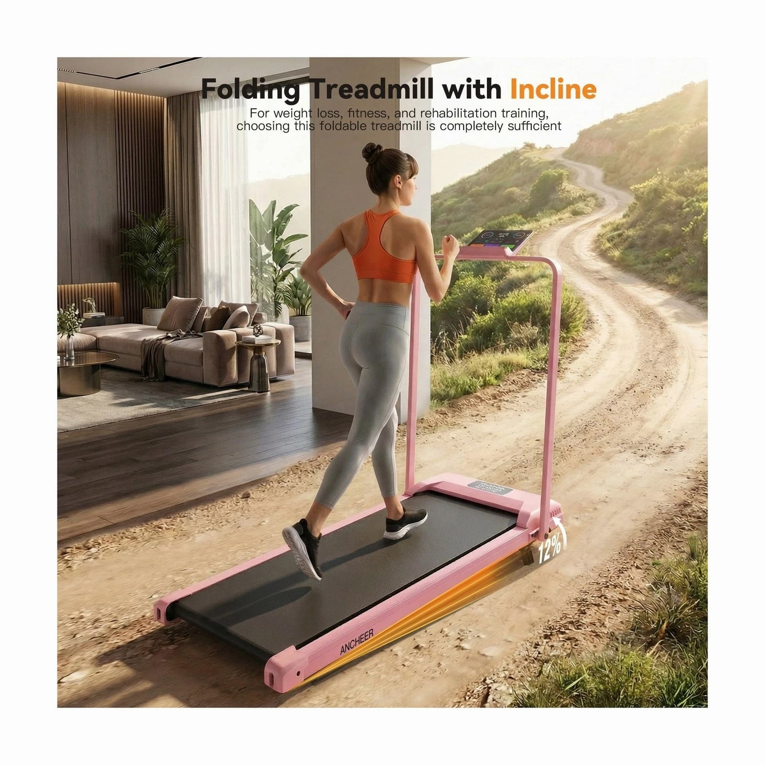 Small Walking Pad Treadmill with Incline - Under Desk Treadmills & Handle ...