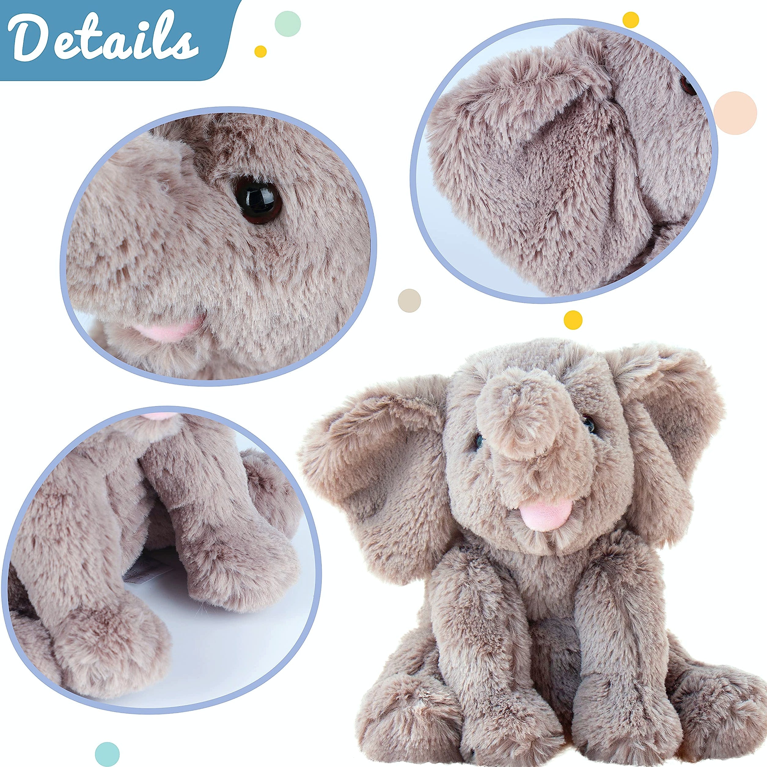 Hopearl Plush Calf Elephant Stuffed Animal, 9 Inch Soft Toy