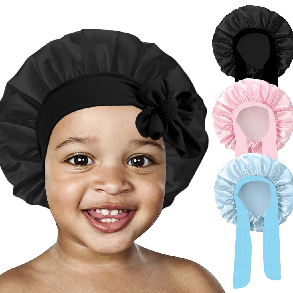 3 Pcs Kids Satin Bonnet for Sleeping - Baby Silk Bonnet for Sleep, Kids Hair B...