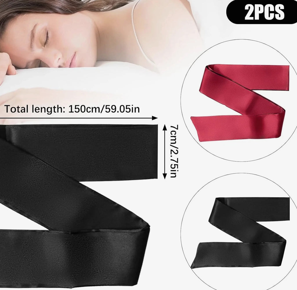 2 Pcs Satin Eye Mask for Sleeping - Silk Blindfold for Women & Men - Adults Coup