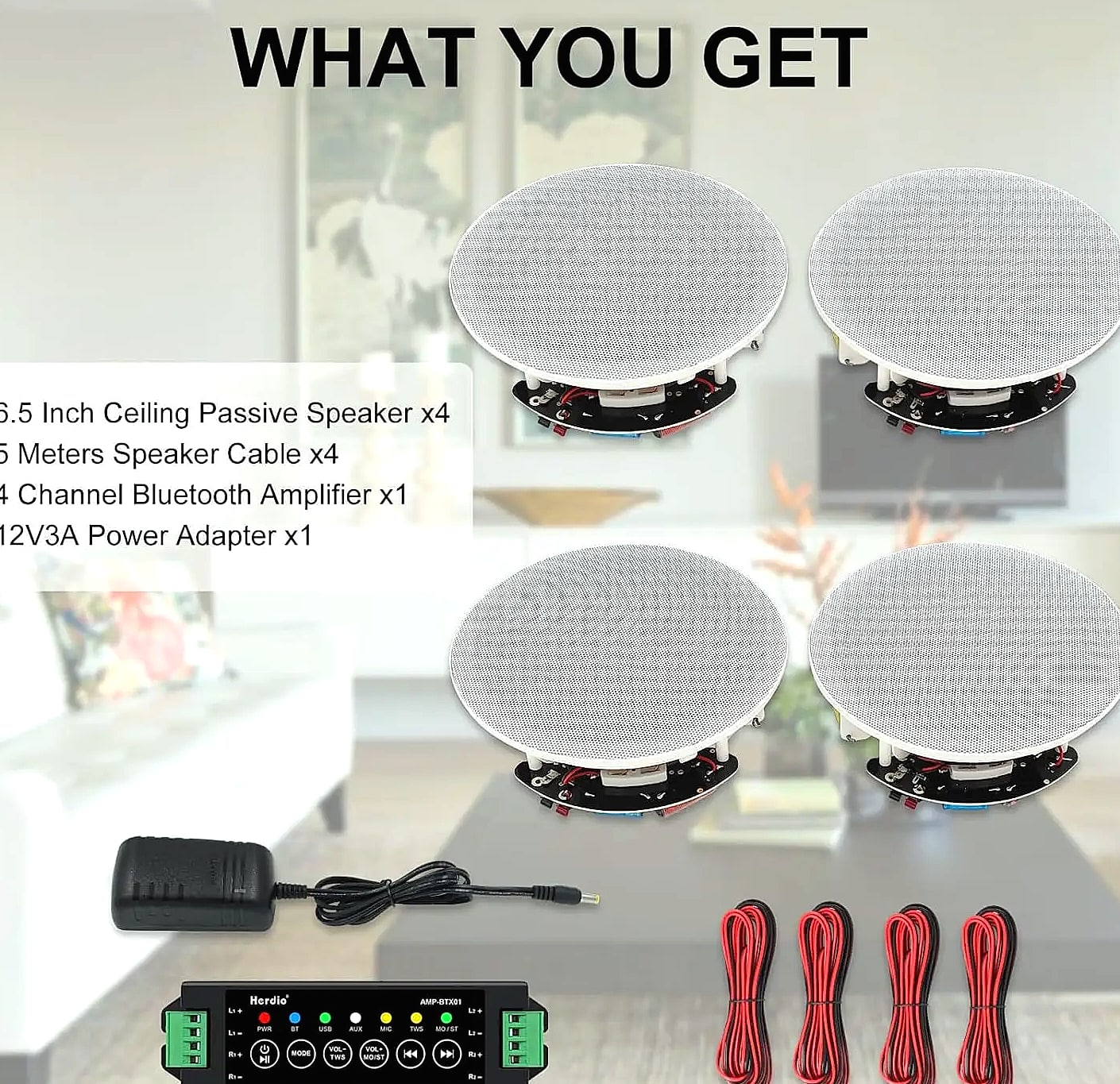 Herdio 628BT 6.5" Bluetooth ceiling speaker system 600W