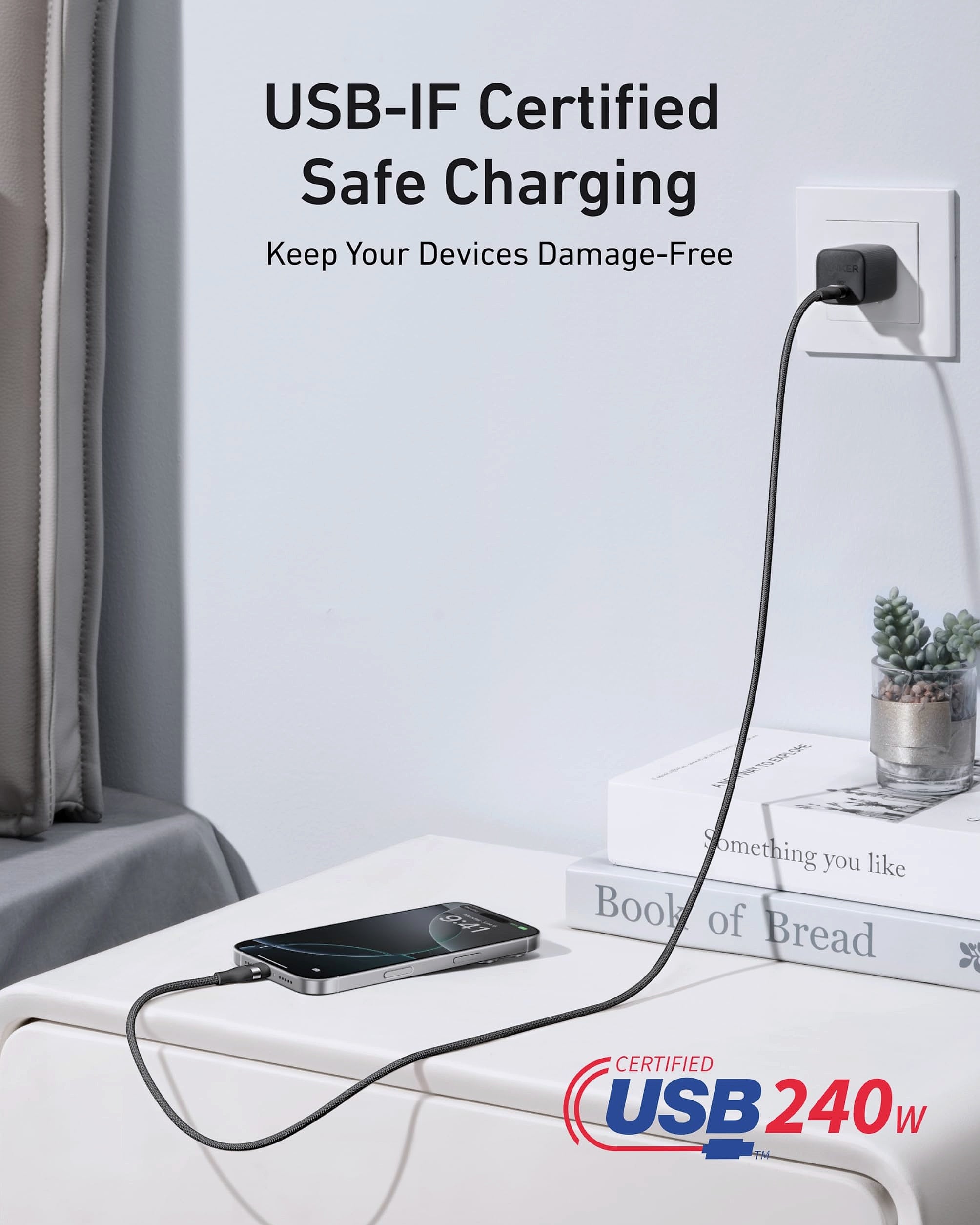 Anker Nano USB-C Cable 240W Fast Charging 6ft Black