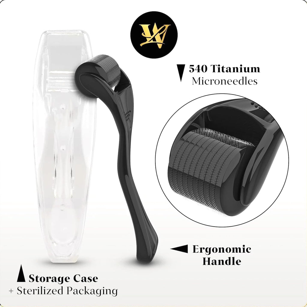Derma Roller for Skin, Hair & Beard – Titanium Microneedling Roller for Women and Men
