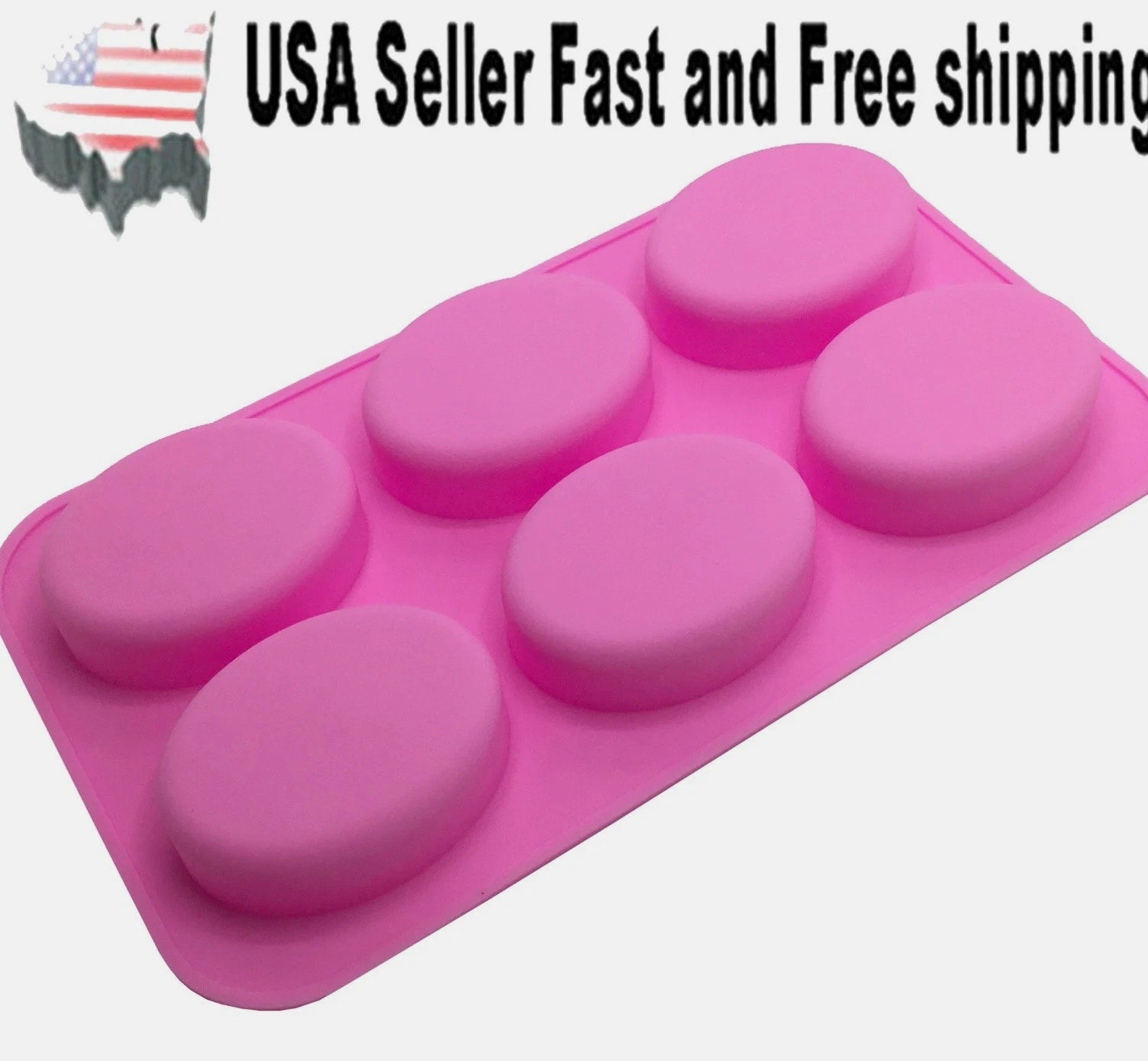6 Cavity DIY Handmade Oval Silicone Mold for Soap Bar