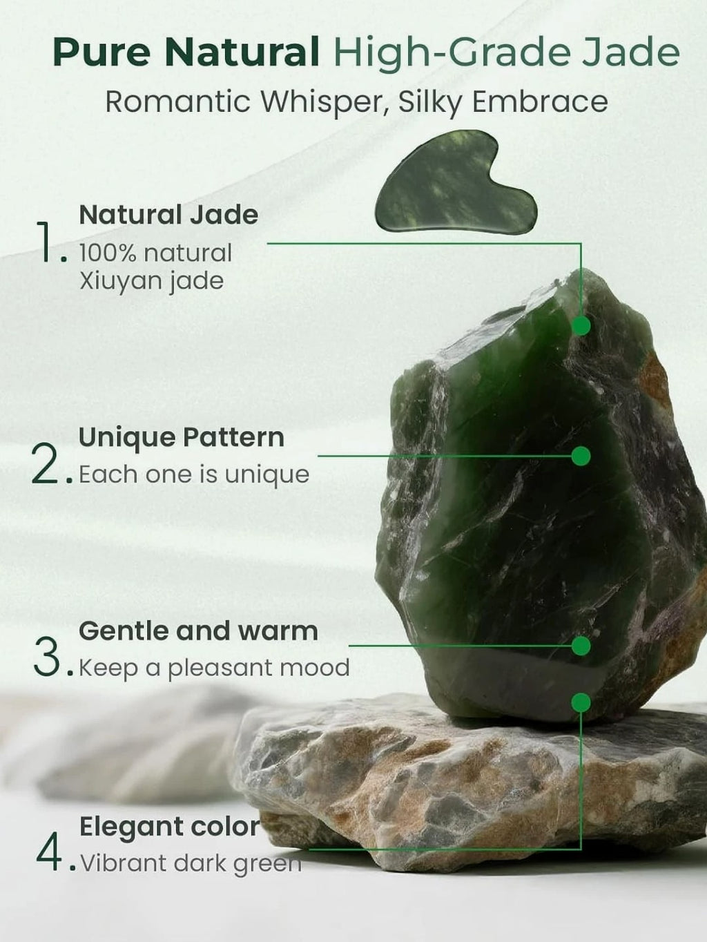 Gua Sha Facial Tools, Natural Jade Stone Guasha Tool for Face Massage Therapy