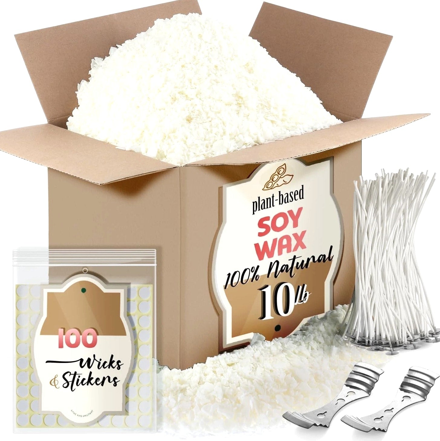 Organic Natural Soy Candle Wax Bulk for Candle Making - 10 lbs Soy Wax Flakes Kit