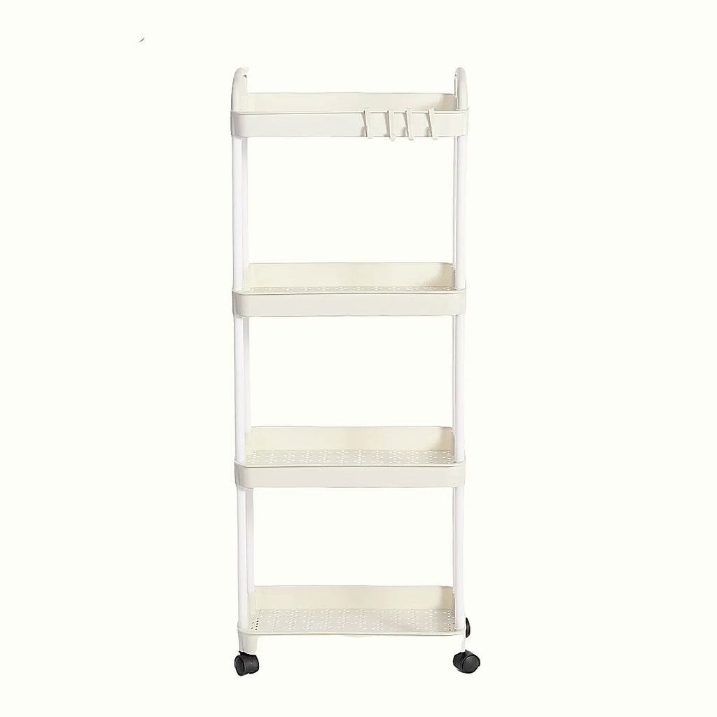 Rolling utility cart with lockable wheels and storage baskets